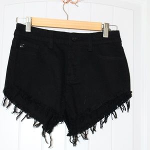 Black Fringe bottom shorts